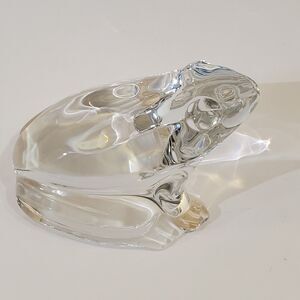 Baccarat France Crystal Art Glass Frog Signed Paperweight Figurine Sculpture 4"